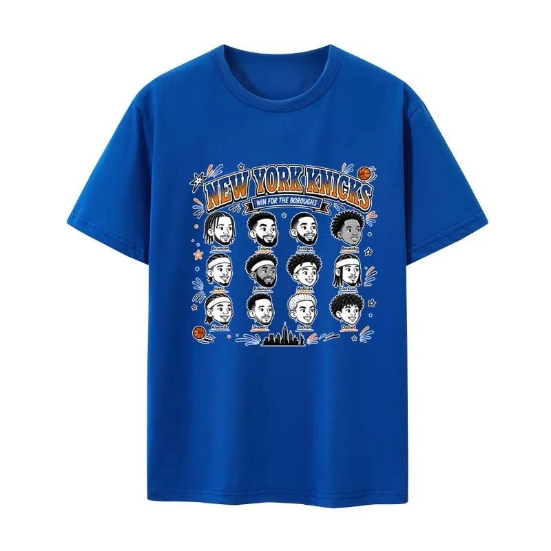 New York Knicks Lineup T-shirt Men and Women Summer Cotton Clothing Oversize Fashion Round Neck Short Sleeved Tee Streetwear