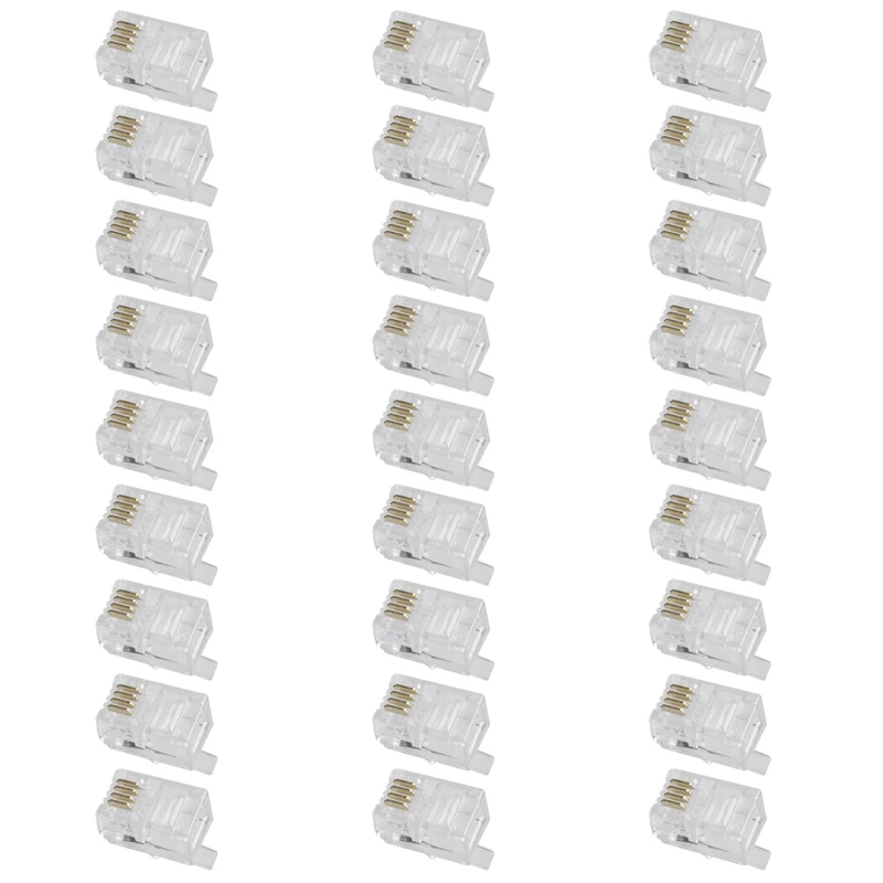 

RISE-Clear Plastic 90 Pcs 4P4C Connector RJ9 Phone Adapter