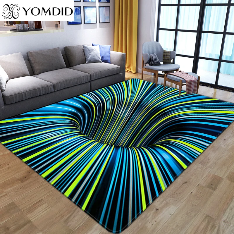 YOMDID 3D Vortex Illusion Carpet Entrance Door Floor Mat Abstract Geometric Optical Doormat Non-slip Mat Living Room Decor Rug