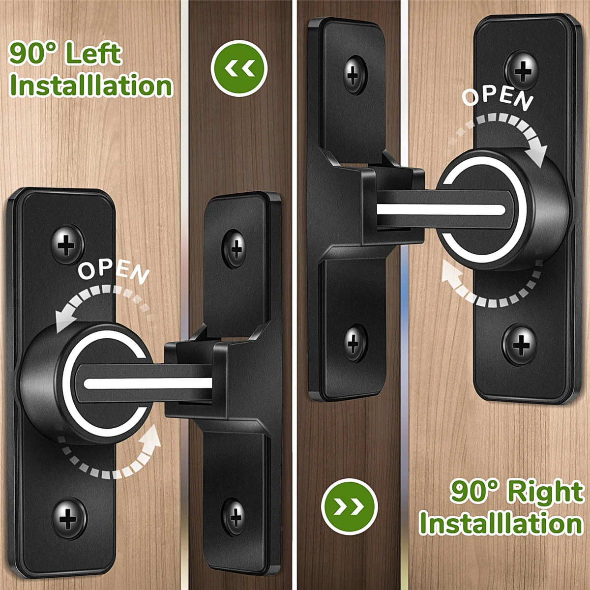 A56XA Barn Door Lock Hardware, 90 Degree Heavy Duty Gate Latches Flip Latch Safety Door Bolt Latch Lock 1 Pack