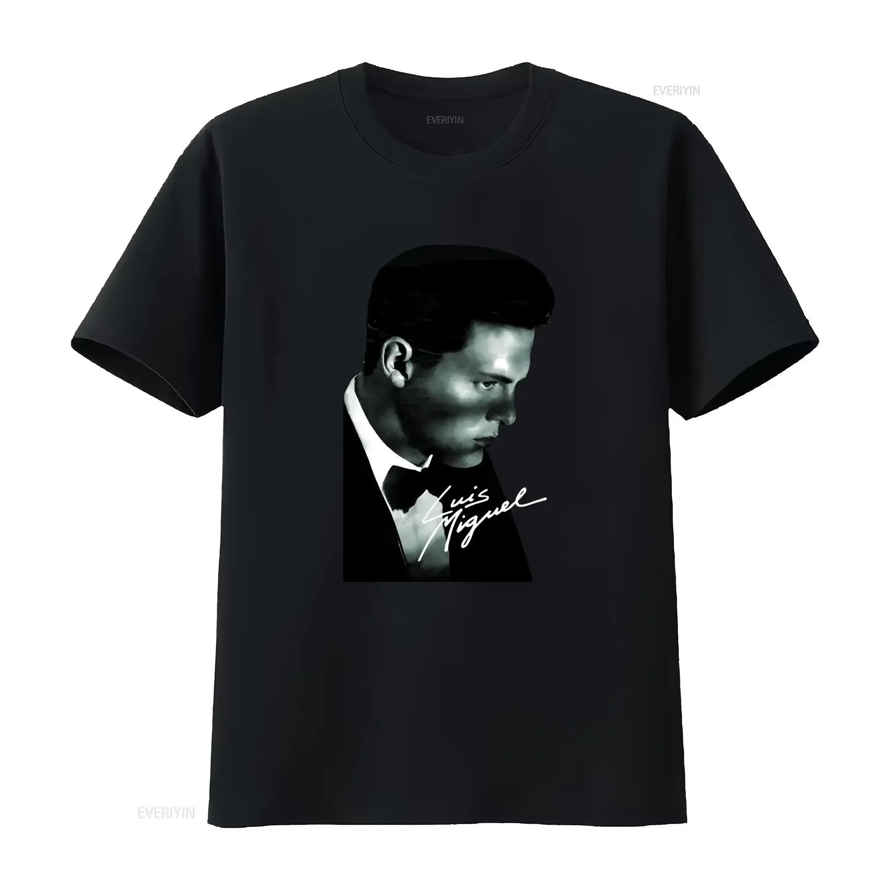 Camiseta Negra Retro de Luis Miguel, Todas las Tallas S-5XL para Fans, Estilo Vintage Lavado, Cómoda, Ropa Urbana, Moda Casual