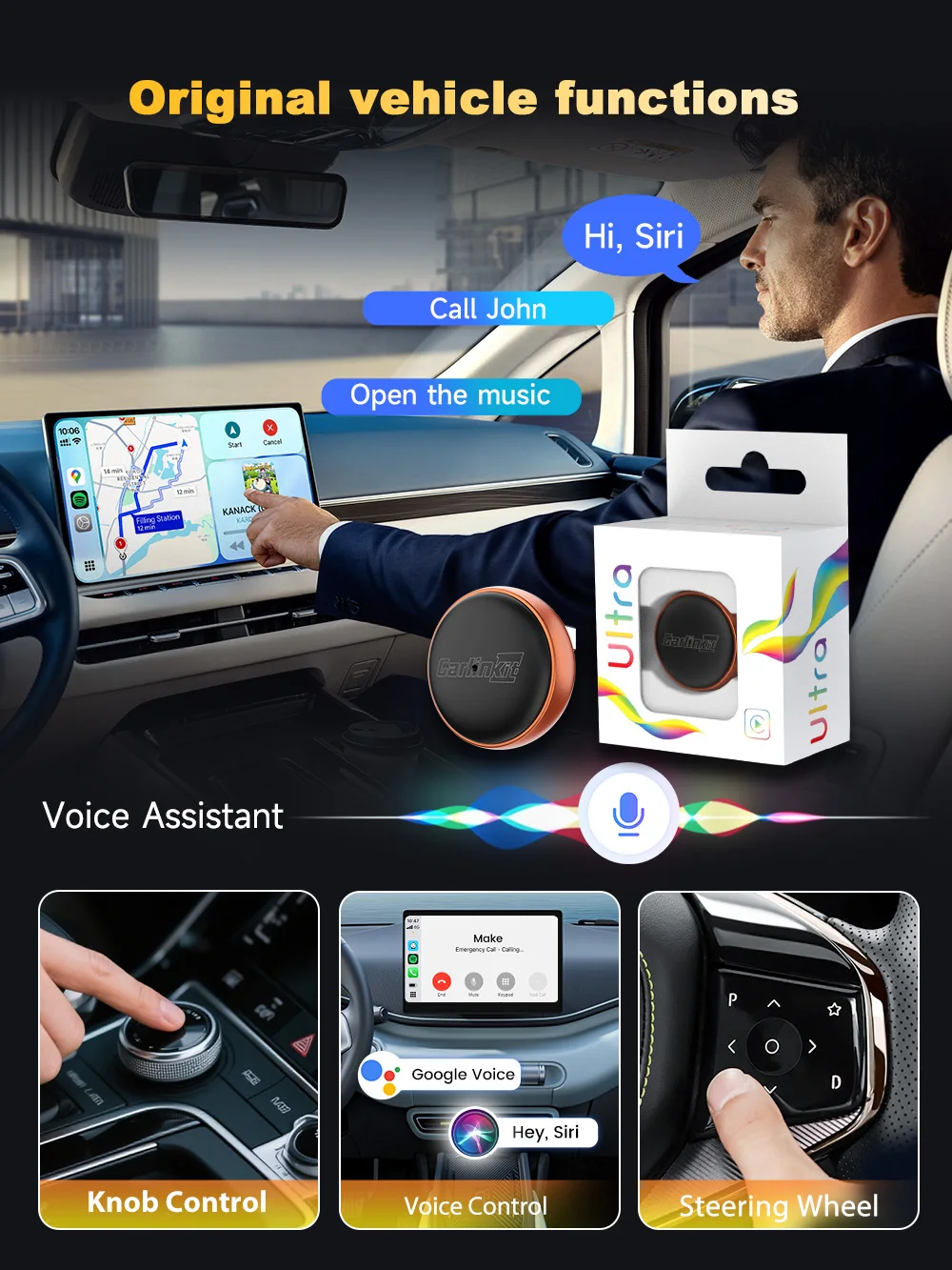 CarlinKit 2-in-1 CarPlay Android Auto Wireless Adapter WLAN 5GHz Kabelloses CarPlay Auto AI Box für Smart Car Systeme Plug-and-Play – Detail 12