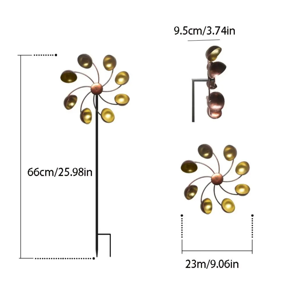 Art Decoration Metal Wind Rotator Rotating Iron Art Wind Gyro Detachable Creative Gardening Plug Lawn