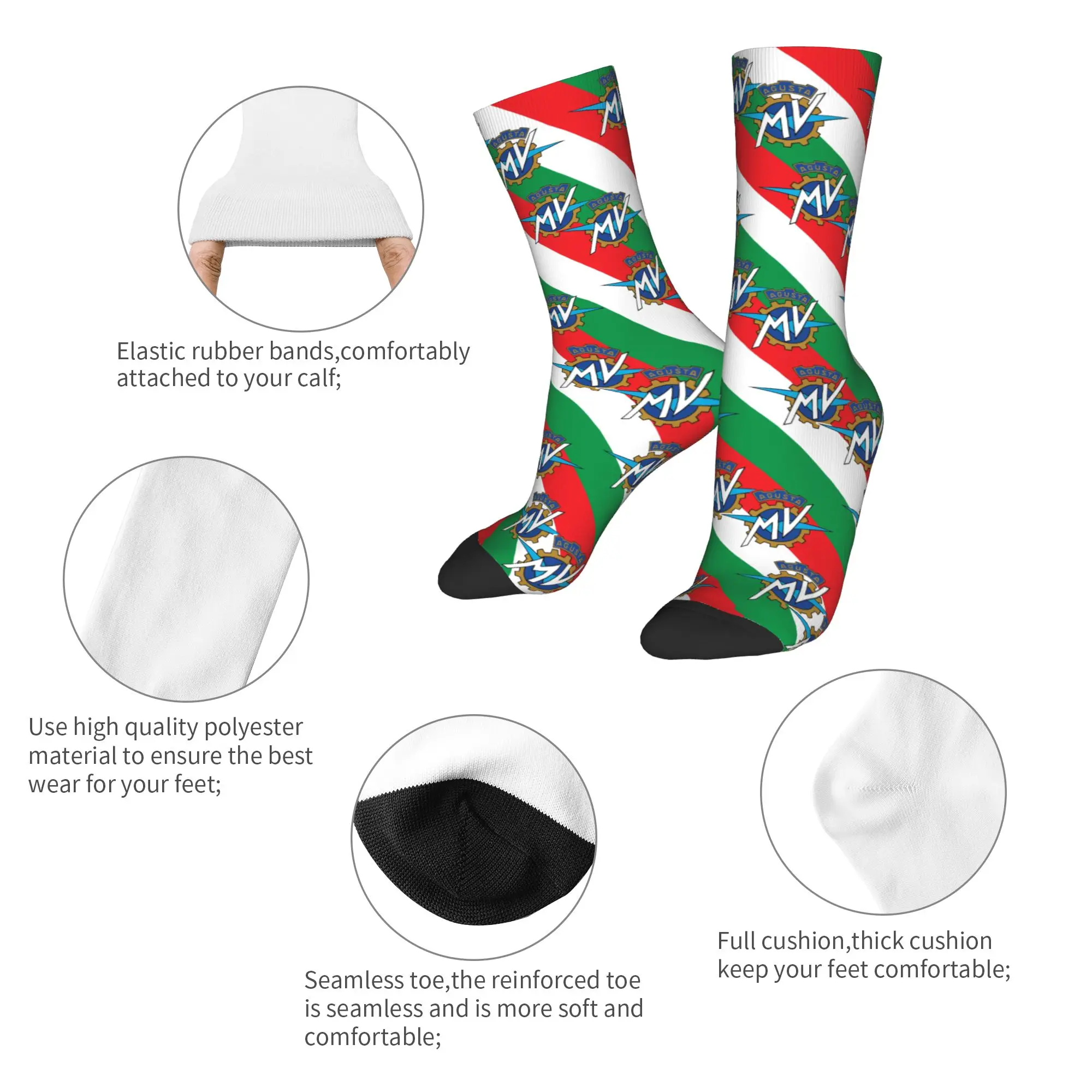 Custom Italy Flag M-Mvs Mens Crew Socks Unisex Fun  Spring Summer Autumn Winter Dress Socks