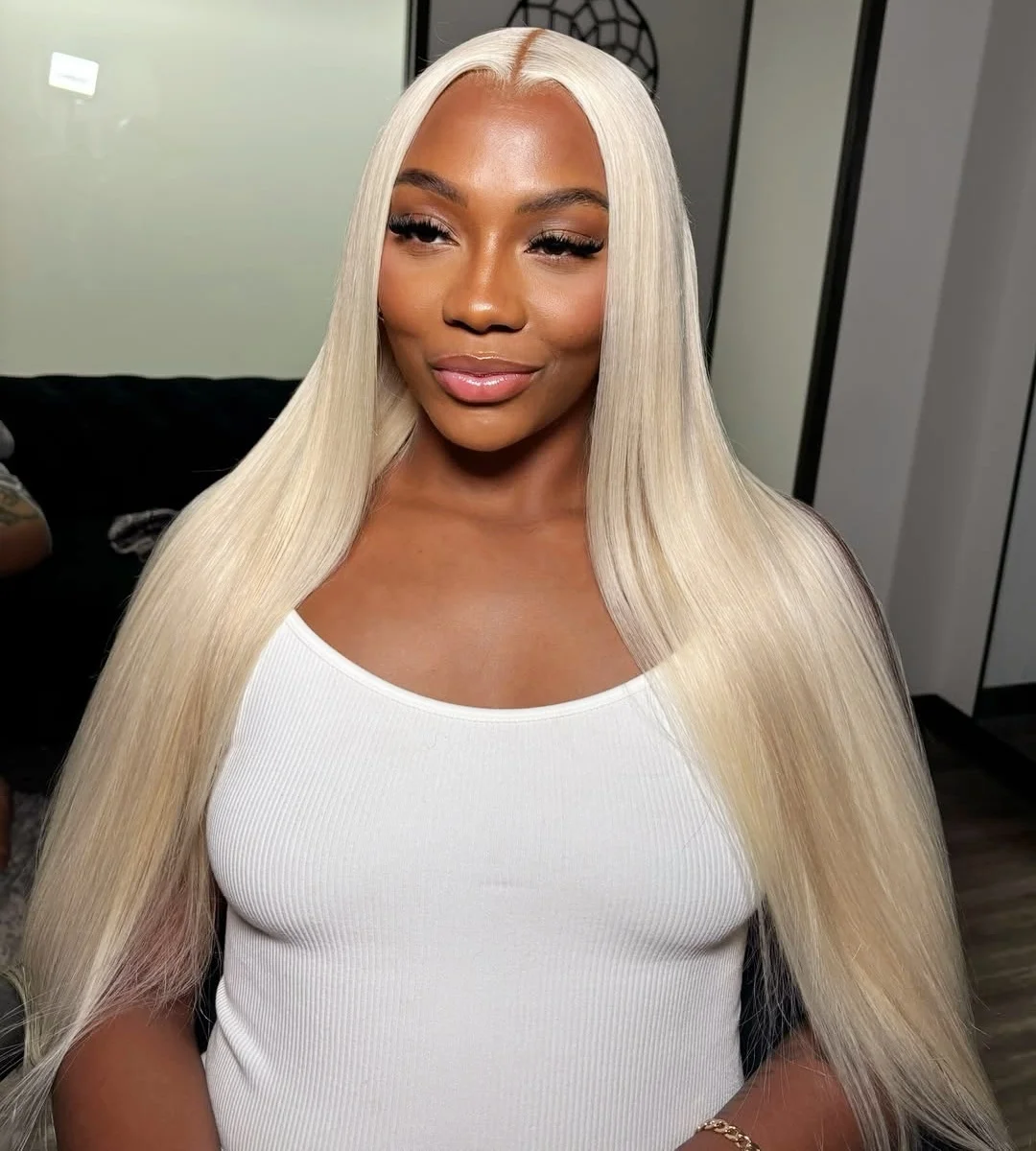 

200 Density Blonde 34 36 Inch Lace Front Wigs Human Hair 13x4 Transparent Pre Plucked Straight Lace Frontal Wig For Women 613