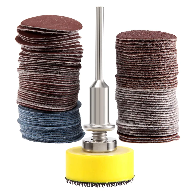 AC88-100Pcs 25Mm 1 Inch Sander Disc Sanding Disk 100-3000 Grit Paper With 1Inch Abrasive Polish Pad Plate + 1/8 Inch Shank For D