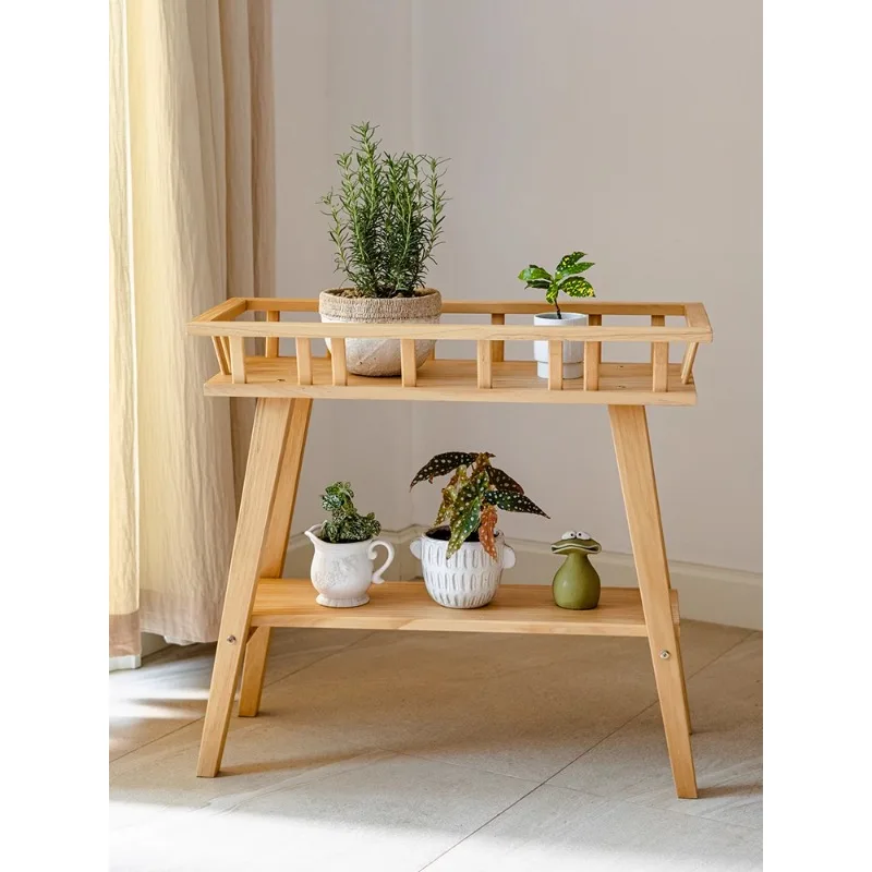 

Floor-to-floor multi-storey wooden succulent green radish balcony flower stand Chinese indoor plant potted shelf