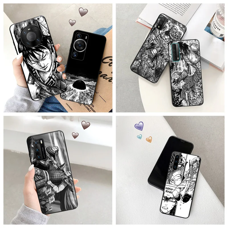 Silicone Black Phone Case for Motorola G200 5G G30 G31 One Fusion Manga KINGDOM Huawei P40 P30 P20 P Smart iphone6 Cover