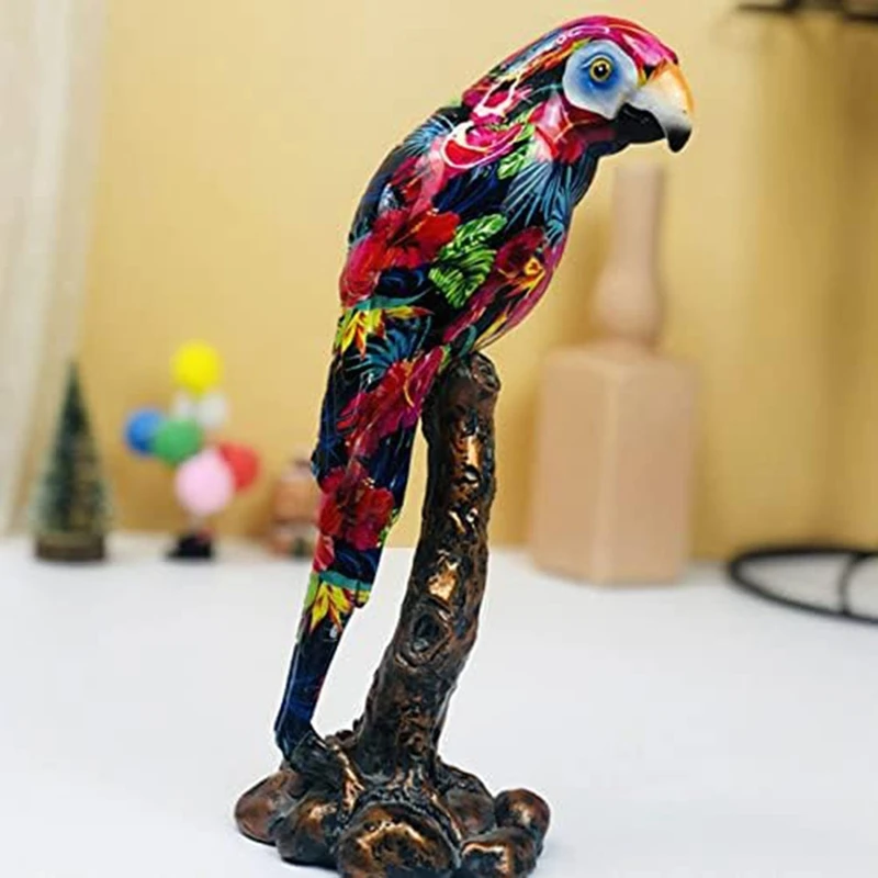 European Style Resin Parrot Statue For Tabletop Ornament Accessory Gift Supplies For Home Office Landscape Decor