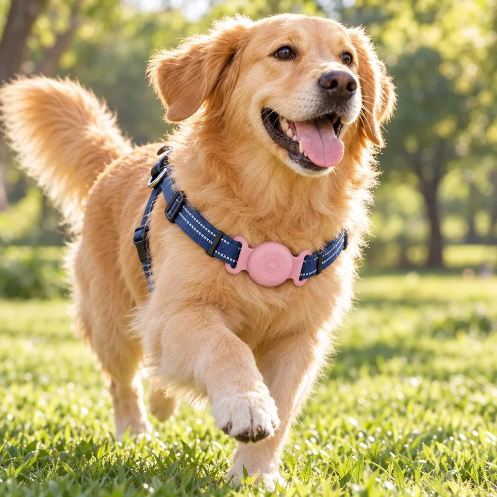 Luminous Double‑Ear Silicone Protective Holder, Anti‑Lost Case for Round Bluetooth Locator, Dog Cat Pet Collar Cover