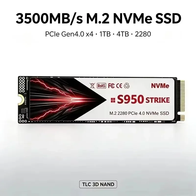 Original S950 M.2 2280 NVMe PCIe 4.0 SSD 3500MB/s Read, 2TB/4TB Gaming Internal Solid State Drive for PS5 and PC.