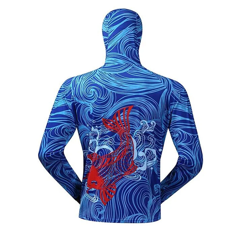 Outdoors Ventilation Printing Fishing Shirts Sublimation Quick Dry Hoodie Jerseys Men's Anti-UV With Zipper Fishing Clothing