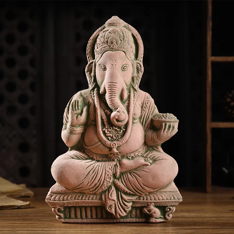 

Thai Elephant God Sand Sculpture Home Decoration Living Room TV Cabinet Ornament Deity Display Stand Decorative Item