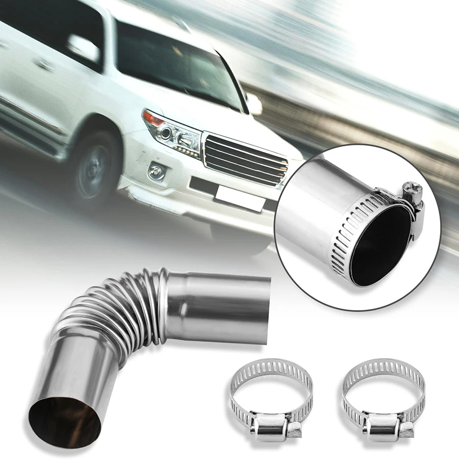 1 Pair Diesel Stainless Steel 24mm Parking Air Heater Exhaust Pipe Tube Elbow Connector 4 Clamps Webasto Eberspacher Boat Heater view 2