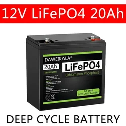 12V Battery 20Ah LiFePo4 Battery Lithium Iron Phosphate 12V LiFePo4 Rechargeable Battery for Kid Scooters Boat Motor Tax Free