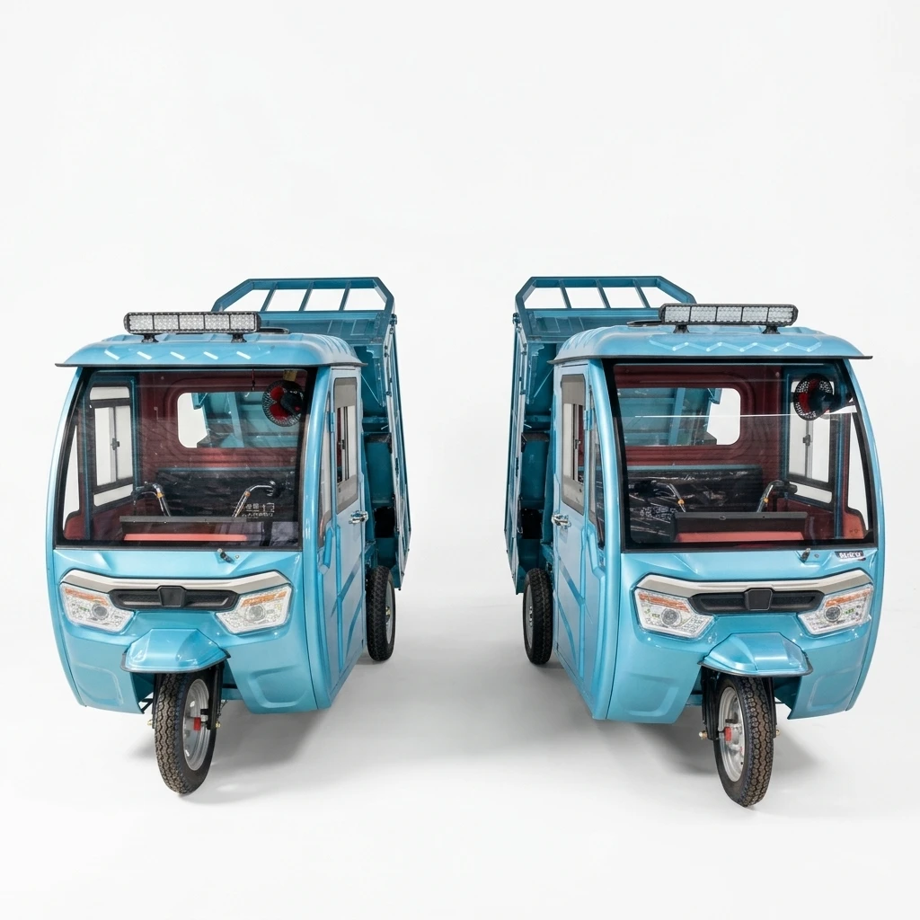 Half Enclosed Electric Tricycle 60V 1000W Cargo 3 Wheel Vehicle for Heavy Duty Transport