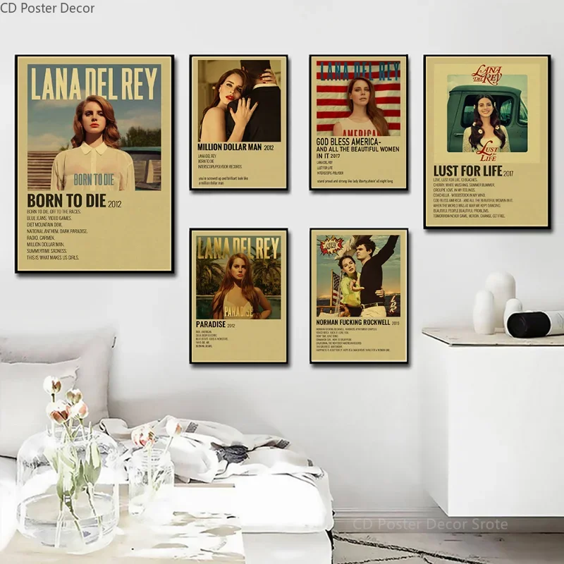 Lana Del Rey Album Poster Born To Die Retro Kraft Paper Prints Vintage Aesthetic Room Home Cafe Bar Club Art Wall Decor Painting