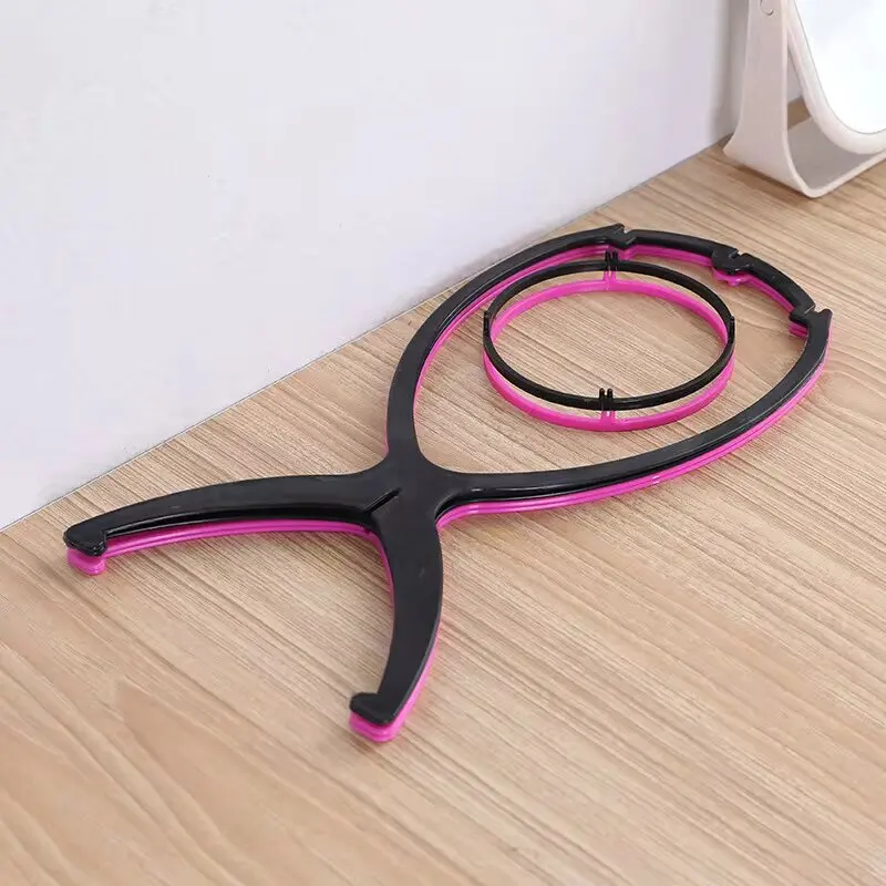 1PCS Wig Stand Portable Collapsible Wig Head Durable Plastic Wig Folding Wig Holder Wig Travel Short Hair Extensions Stands image 3