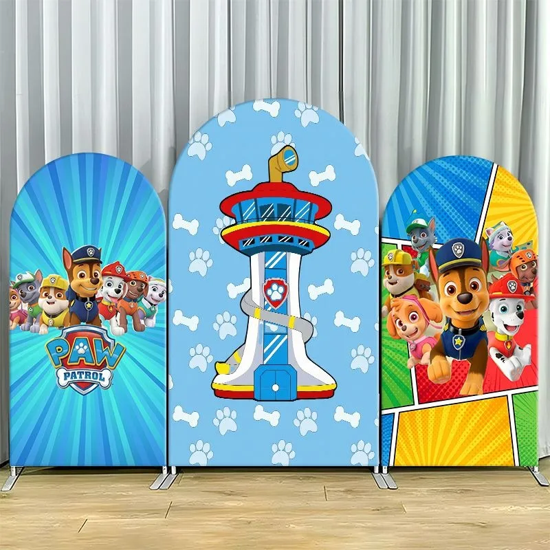 

Paw Patrol Arch Backdrop Cover Thick Fabric Custom Party Decoration Tower Crew Blue Theme Birthday Photo Booth Decor Event