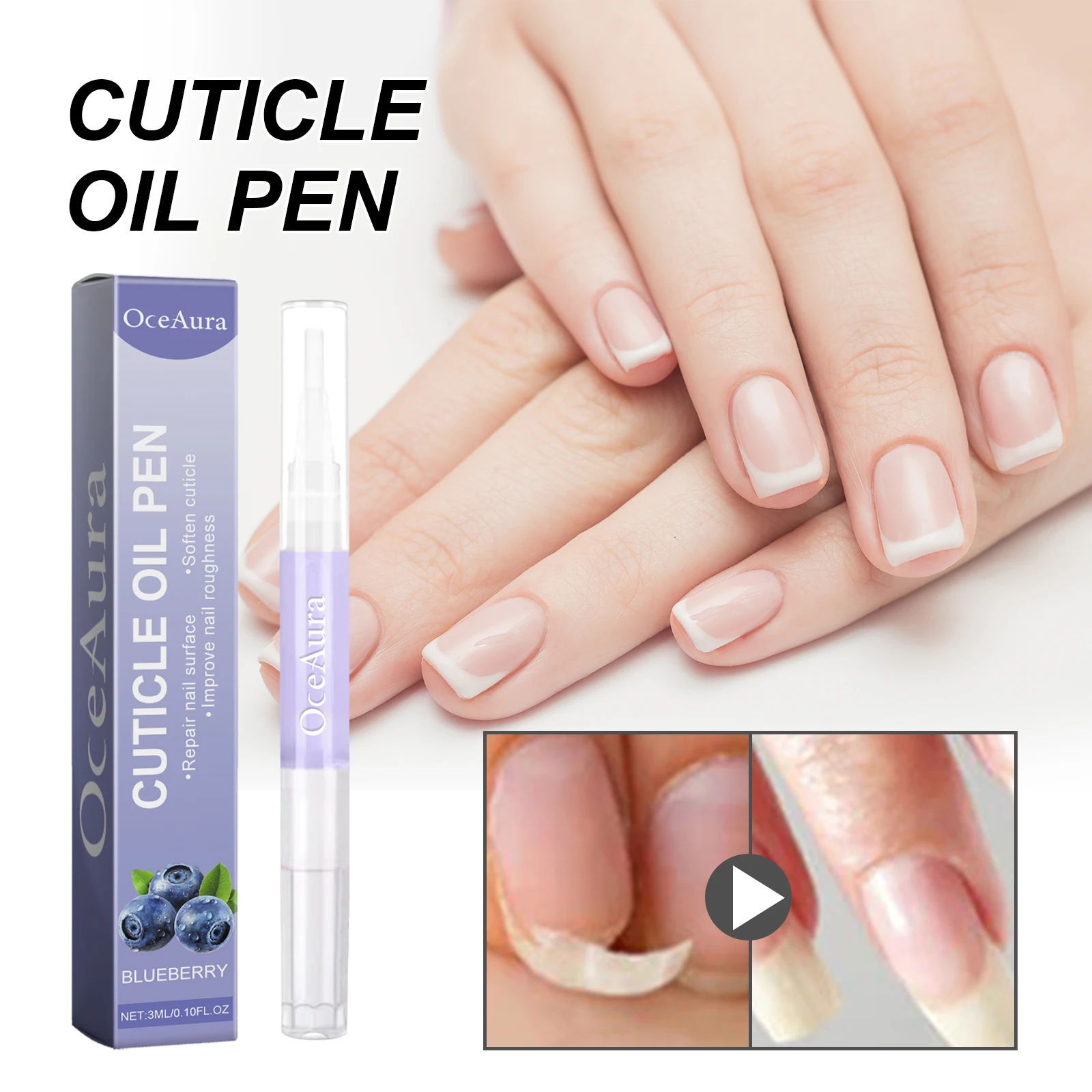 OCEAURA-Huile de soin des ongles à la myrtille, réparation, main, pied, carie, épais, doux, vernis, stylo, N64.3 ml