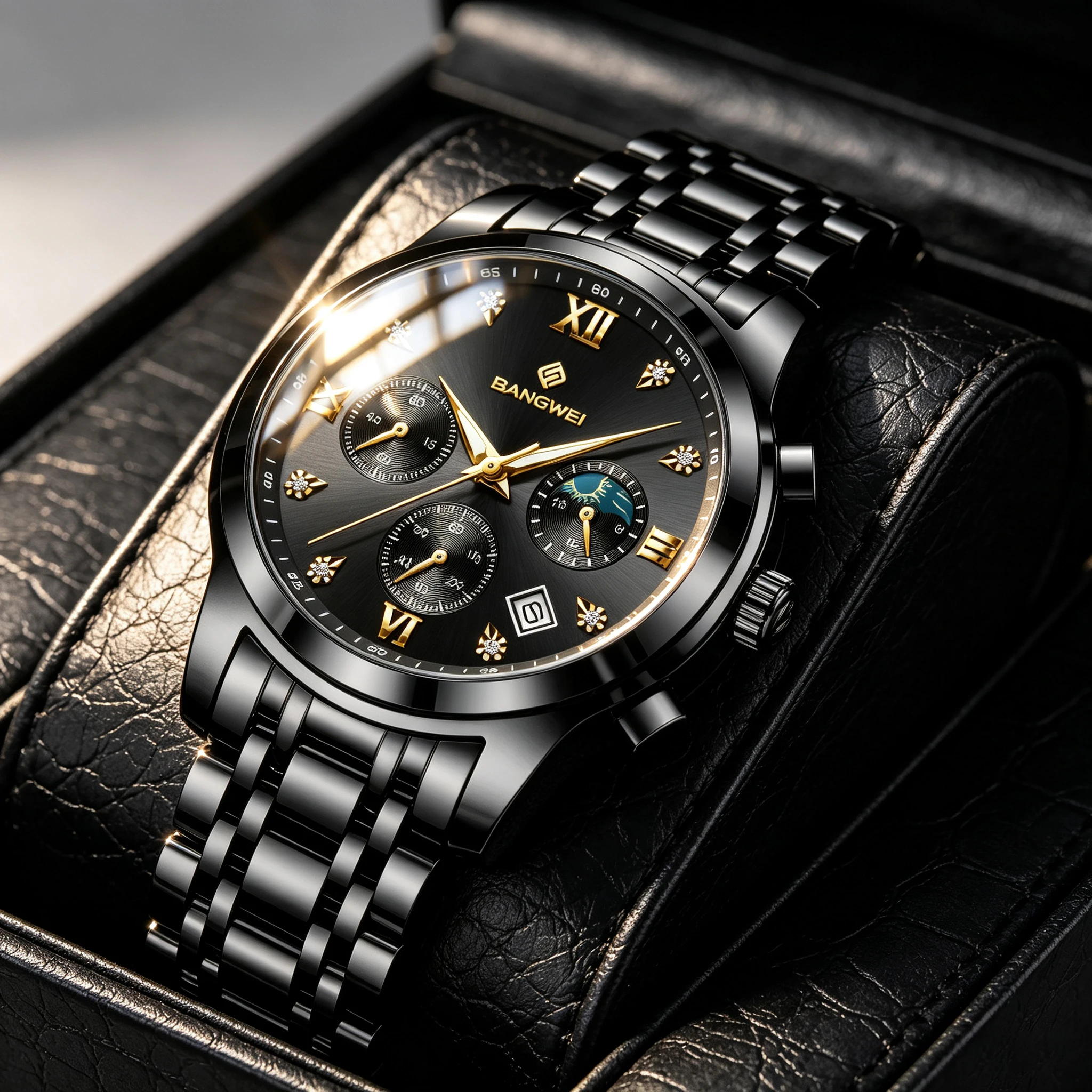 Neue Herrenuhren LIGE Top-Luxus Chronograph Wasserdichte Quarzuhr für Männer Mondphase Leuchtende Herren-Armbanduhren Relojes Hombre