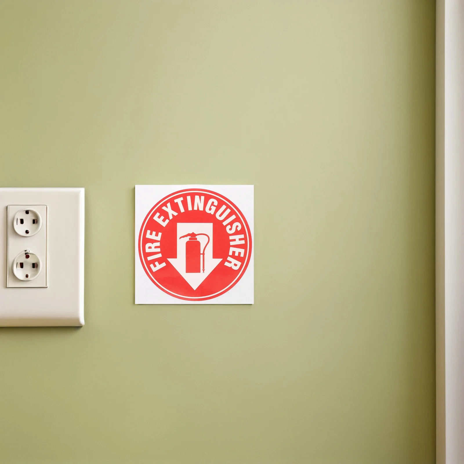 50pcs Sticker Self-Adhesive Waterproof Decal Fade Resistant High Visibility Label For Indoor Outdoor Use Round Red Extinguisher