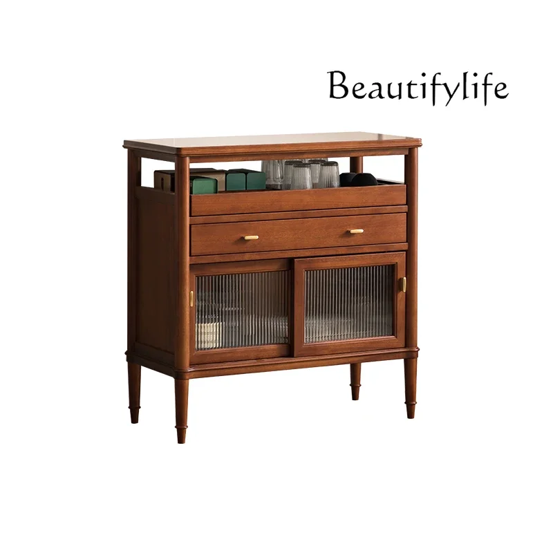 無垢材のお茶収納キャビネット、ティーテーブル、コーヒーマシンの配置、古代の食事のサイドキャビネット