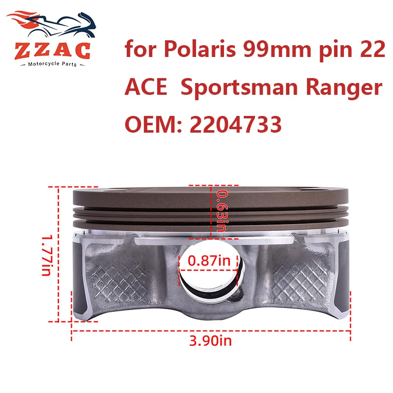 Juego de Anillos de Pistón de 99 mm para Polaris ATV ACE 570 2016-2019 Sportsman 570 2014-2023 Side by Side Ranger RZR 570 2014-2021 2204733