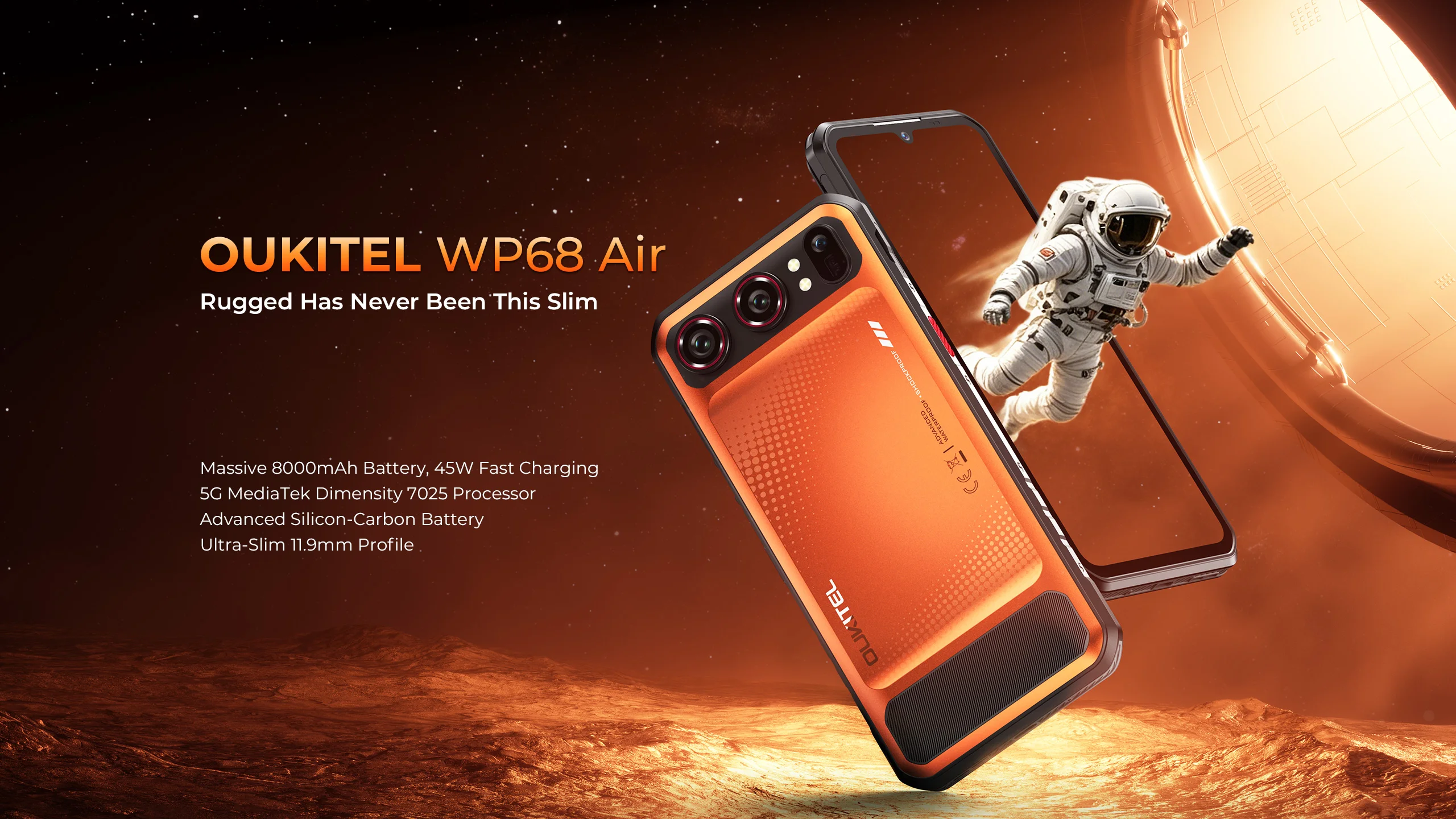 [Shipping From Poland] OUKITEL WP68 Air 5G Rugged Smartphone 36GB(12+24) RAM 512GB ROM 8000mAh Battery 45W Fast Charging 6.88" 120Hz Display Dimensity 7025 Android 16.0 64MP Camera NFC