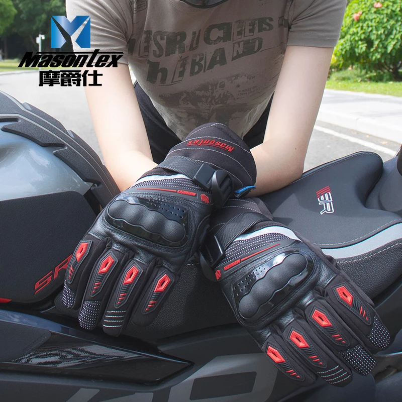 MASONTEX Motorcycle Gloves Winter Thickened Riding Gloves Carbon Fiber Palm Protect Waterproof Motorcycle Glove Touch Screen M37