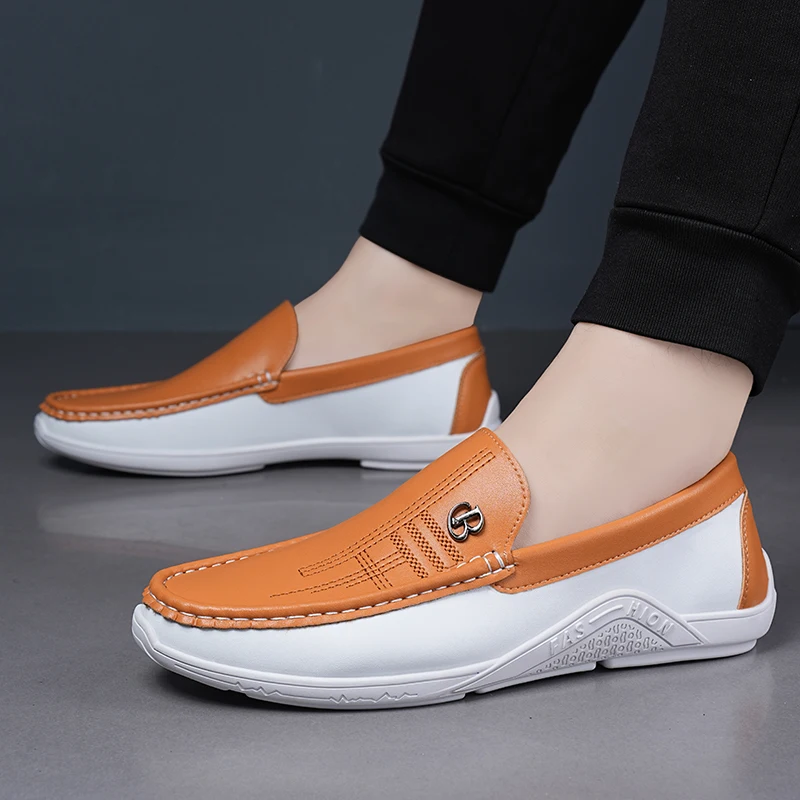 

Men's Fashionable Comfortable Soft Casual Loafers Slip-On Shoes Trendy Anti-Slip Leather Footwear for Casual Wear-6601