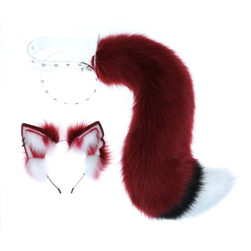 

Animal Faux Fur Fox Wolf Ears Headband and Tail Halloween Cosplay Costume Party Accessories for Adult and Children DropShipping