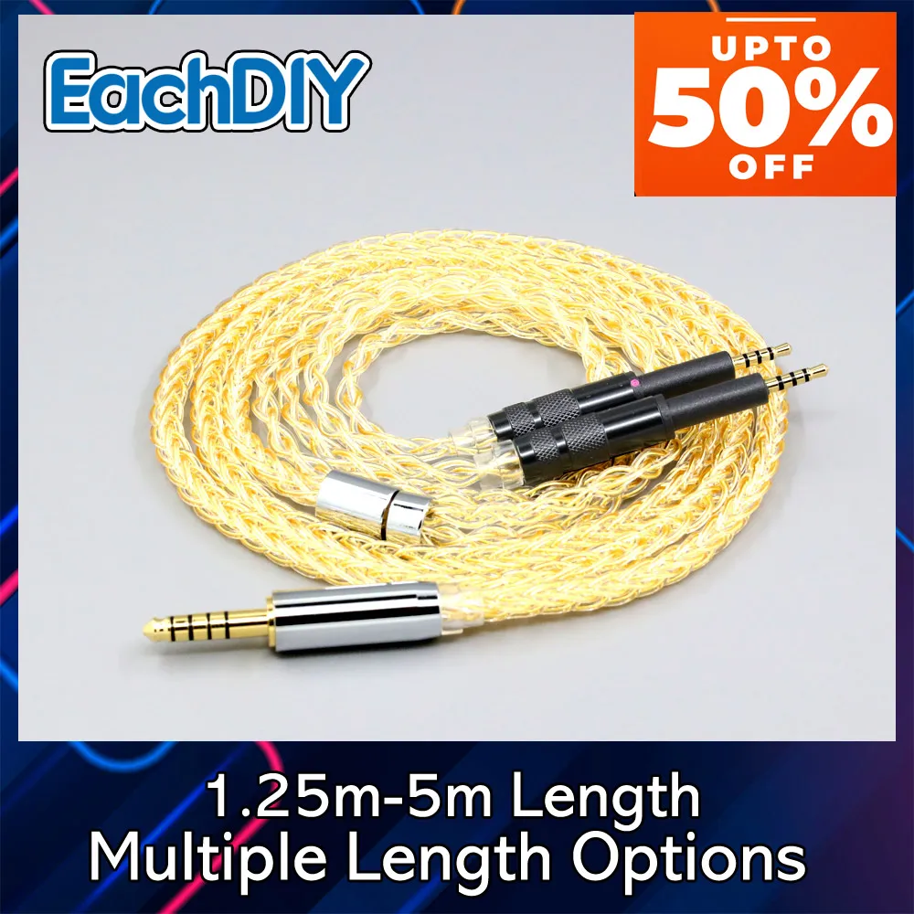 

8 Core 7n Pure 99% Silver 24k Plated Gold Earphone Cable For DROP + Grell OAE1 OAE2 headphone 9023