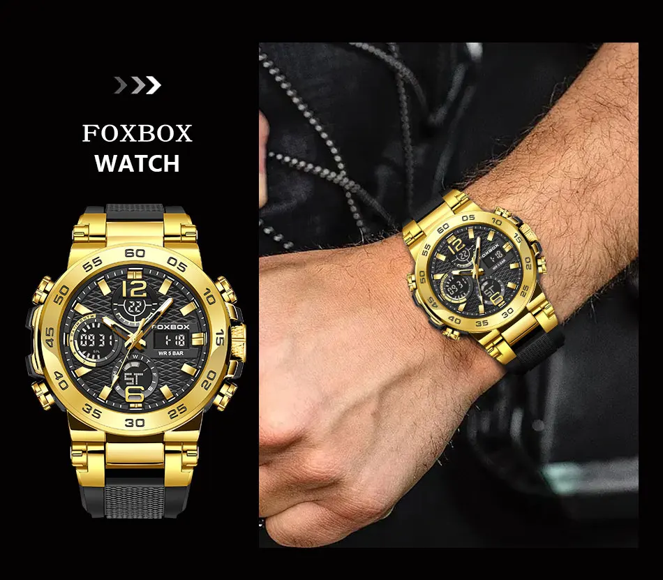 LIGE Neue Uhren für Herren, 50 m wasserdicht, Wecker, Reloj Hombre, LCD-Dual-Display-Armbanduhr, Quarz, Militär, Sport, Herrenuhr – Detail 7
