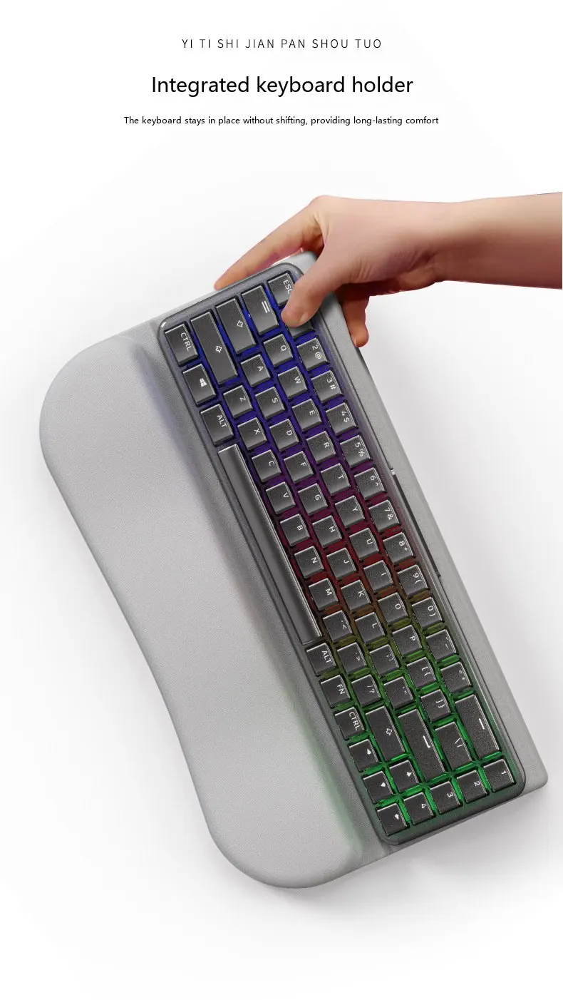 Ergonomischer Tastaturständer mit Silikon-Handballenauflage, Neigbarer Desktop-Ständer für Mechanische Tastaturen, Büro und Gaming, Schwarz-Grau – Detail 6