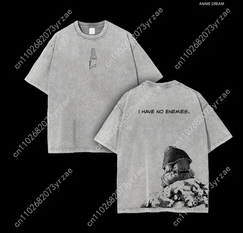 Koszulka Vinland Saga Retro Wash Męska Damska Wysokiej Jakości Vintage T-shirt Bawełniana Krótkie Rękawy Modna Koszulka Miękka Oddychająca