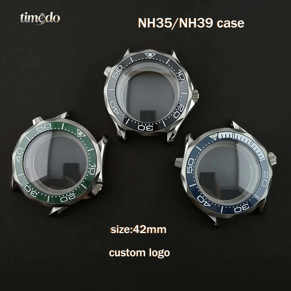 Hot selling 42mm men's NH35/NH39 case custom logo stainless steel case suitable for NH35/NH39 movement watch matching