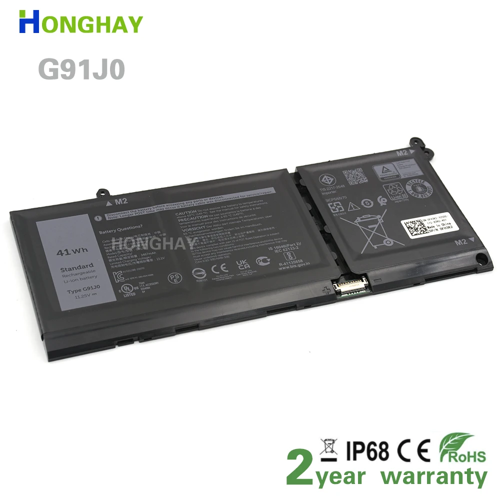 

Honghay G91J0 Laptop Battery For Dell Latitude 3320 3420 3520 Inspiron 15 3515 3511 3520 5410 2 in 1 MGCM5