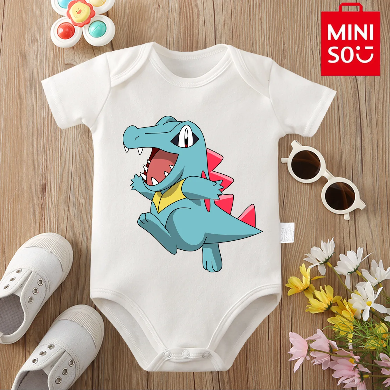 

MINISO карманный монстр Tauros, милый комбинезон в японском стиле, боди для малышей, комбинезон из 100% хлопка для новорожденных от 0 до 12 месяцев