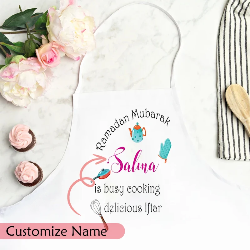 Personalized Custom name Ramadan Mubarak Apron Eid Al-Fitr Muslim Islamic Kareem kitchen Iftar decoration mom wife hostess gift