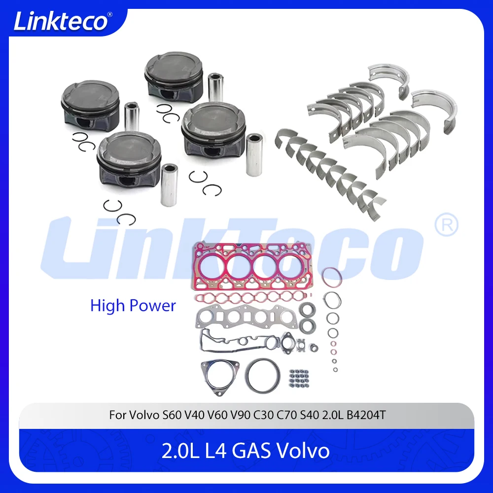 Engine Repair Kit Full Gasket Bearing Piston Ring Set Fit 2.0 T L B4204T11 For Volvo S60 V40 V60 V90 C30 C70 S40 2.0L B4204T