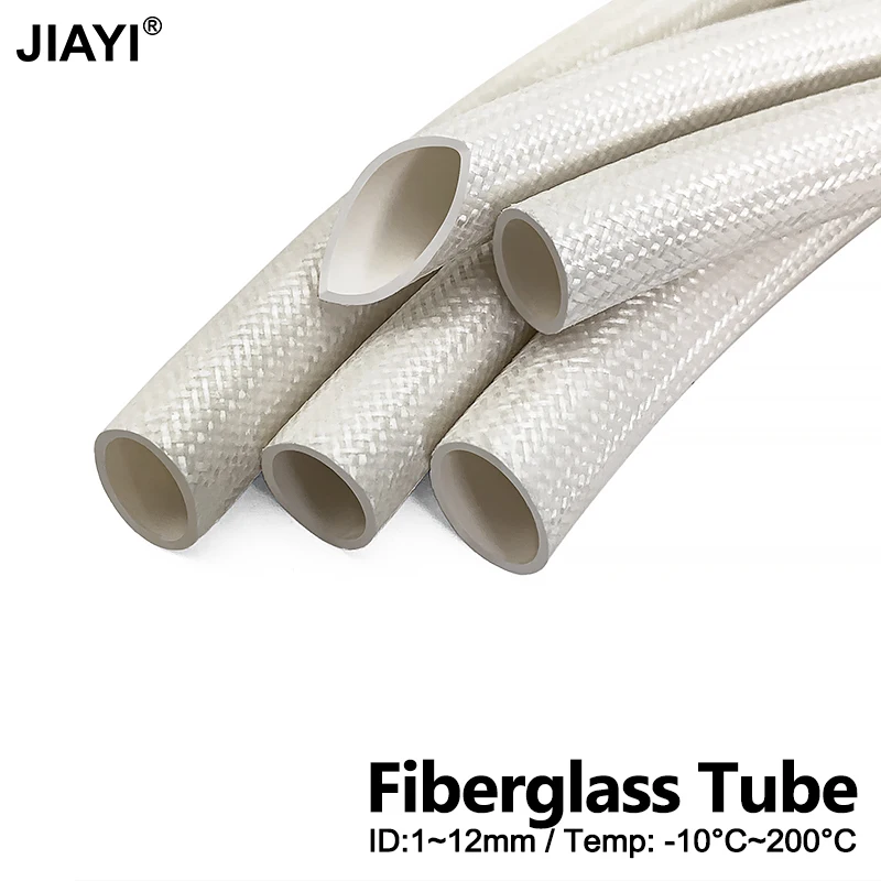 Fiberglass Tube 10°C~200°C High Temperature Braided Alkali Free Sleeving Insulation 1~12mm Cable management  1M