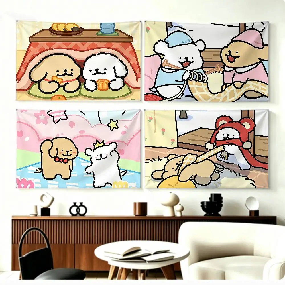 LOVELY M-Maltese Puppy   Flags Wall Hanging Background Art Banner for Bedroom Home Outdoor Decor