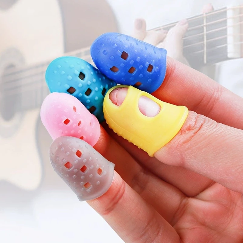 Colorful Silicone Thimbles Hollowed Out Breathable Playing Guitar Protective Finger Sleeve DIY Hand Crafts Sewing Tools