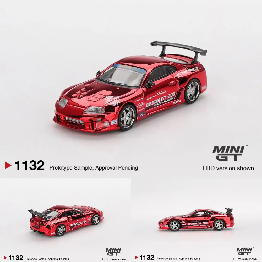 

MINIGT 1/64 Toyota Supra A80 Top Secret GT-300 Red Chrome Diecast Car Model, JDM Racing Collectible Gift