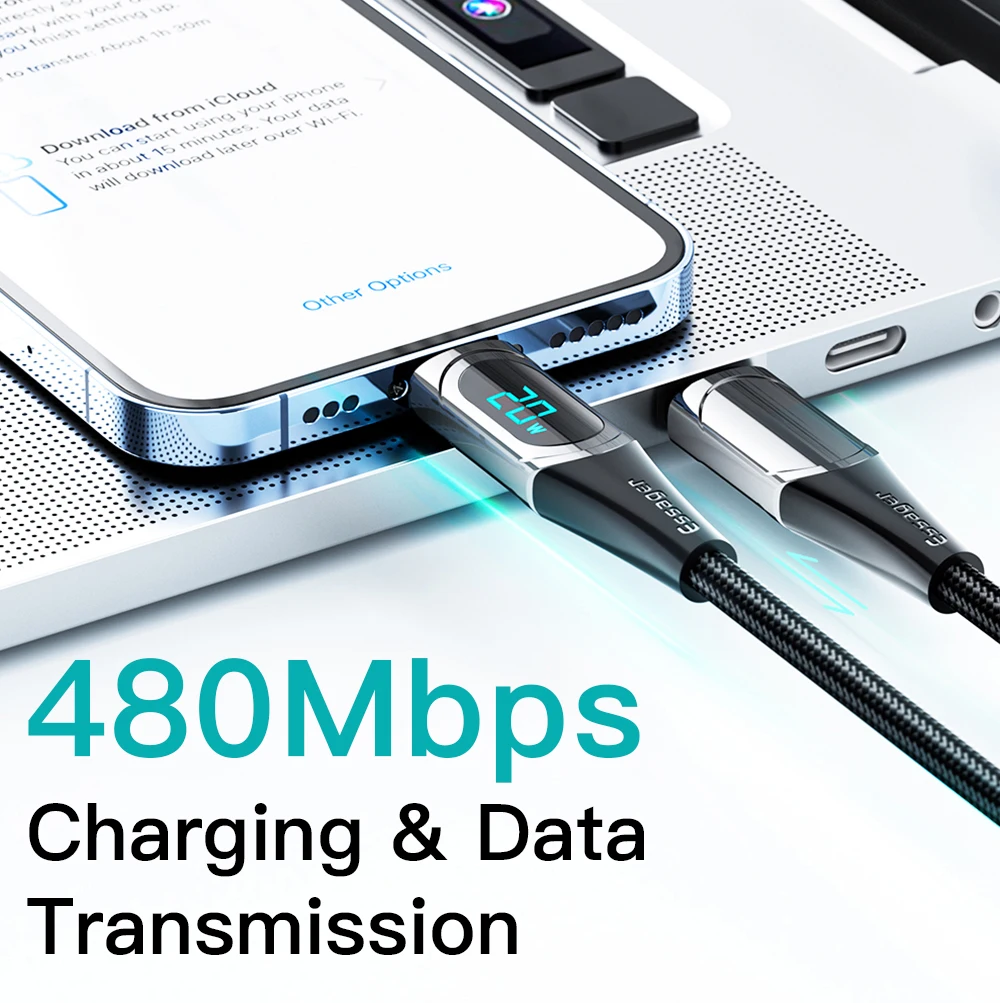 ESSAGER USB C Cable PD 20W USB Type C Charger Cable For iPhone 14 13 12 11 XR Pro Max 3A Fast Charging Cable Type C Wire Cord