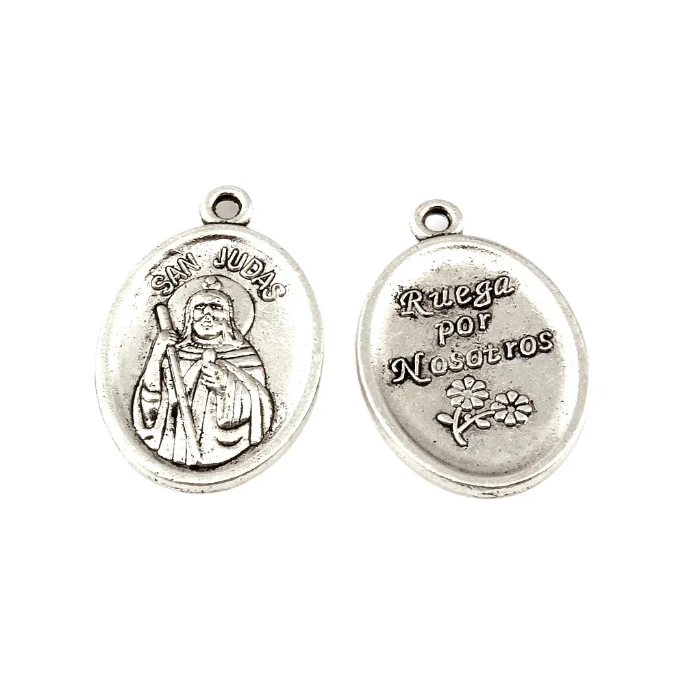 

12Pcs San Judas Tadeo Charm Pendants For Jewelry Making Bracelet Necklace DIY Accessories 16x26mm A-450