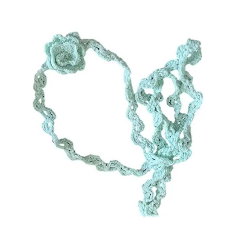 

A52E Woven Rose Flower Necklace Handmade Acrylic Necklacem Romantics Necklace