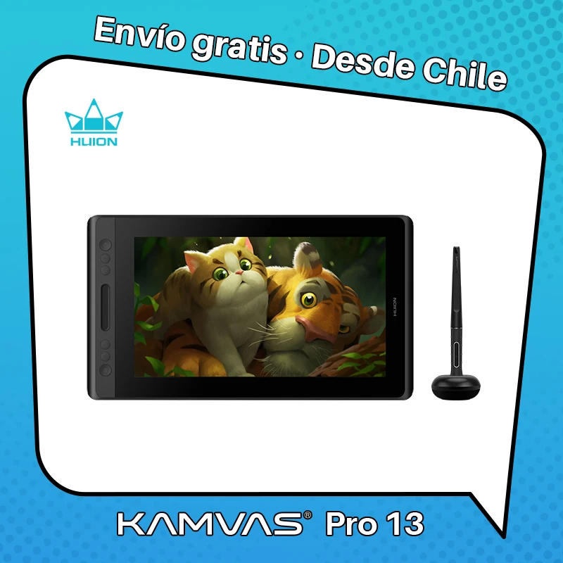 Huion-tableta gráfica Kamvas Pro 13 DE 13,3 pulgadas, pantalla completamente laminada, 120% sRGB, Monitor de dibujo con soporte ajustable, 4 Teclas de presión