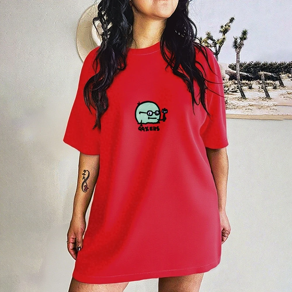 تي شيرت قطني Y2K للرجال برسومات كرتونية خضراء نص المشاهير شارع فيبي أبيض فضفاض TopY2K Street FlairTrendy Comfort